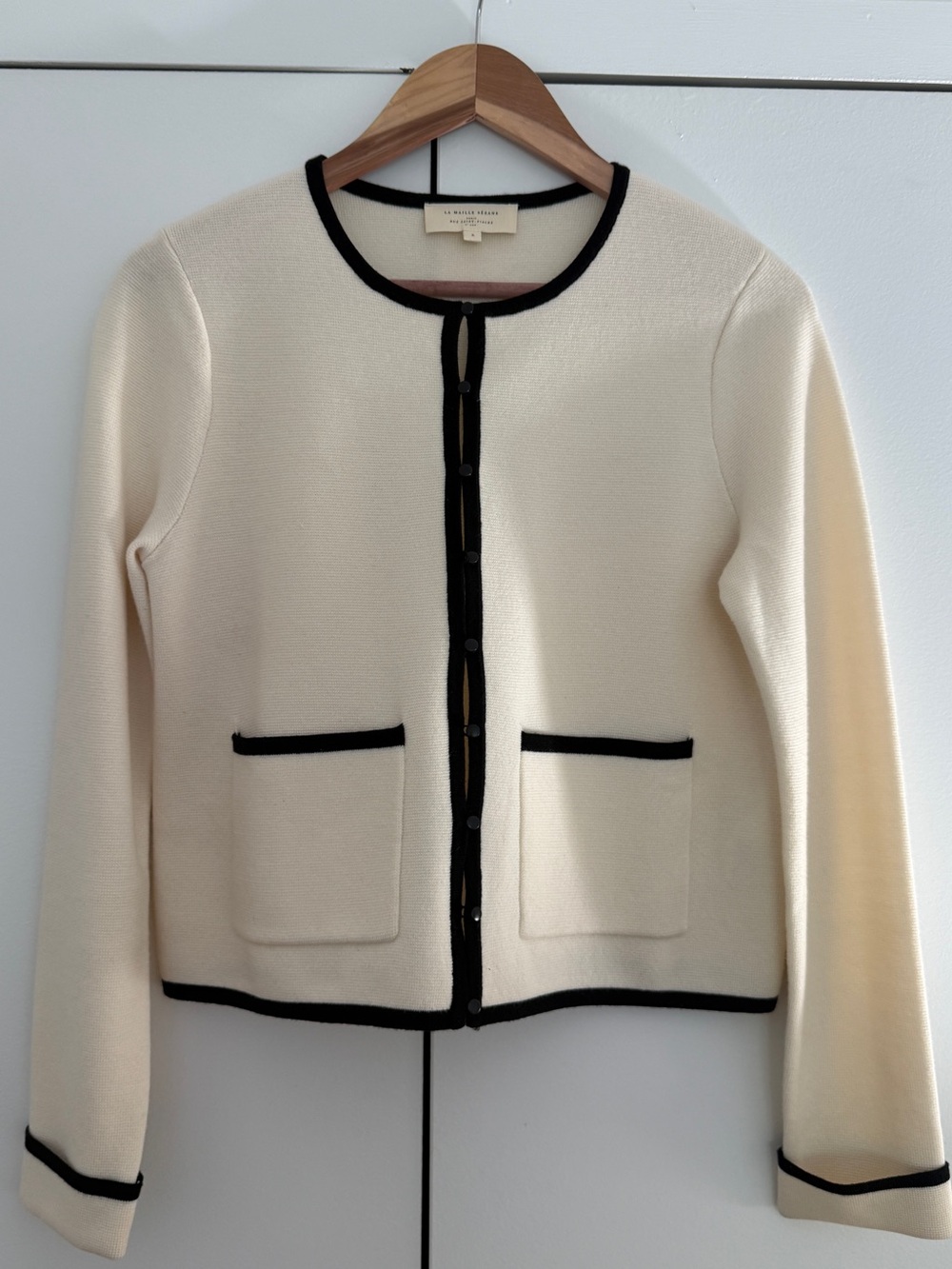Sezane Brielle Cardigan Ecru / Black - Size S - Picture 4 of 11